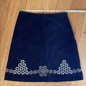 Odille Anthro Brown A-line Skirt with White Geometric cutout design